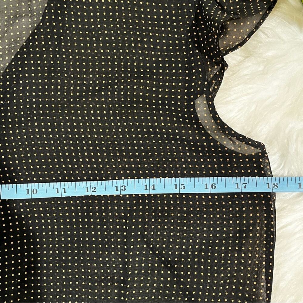 NEW Max Studio Silk Polka Dot Lace Trim Flutter Cap Sleeve Sheer Blouse S NWOT - Picture 15 of 16